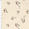 100% Cotton Fabric John Louden Christmas Tossed Robins Festive Xmas