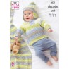 King Cole Knitting Pattern 6031 Gilet Sweater Hat & Blanket Knit in Cutie Pie DK