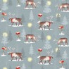 100% Cotton Fabric Nutex Christmas Deer Post Reindeer Xmas Festive Animals