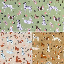 Polycotton Fabric Dogs Daisies Daisy Dog Doggy Puppy Animals Floral