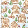 100% Cotton Fabric 3 Wishes Christmas Gingerbread Village Houses Candy Cane