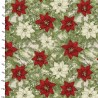 100% Cotton Fabric 3 Wishes Christmas Floral Poinsettias Xmas Tree Flowers
