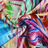 100% Viscose Digital Fabric Rainbow Whirls Abstract Art 140cm Wide