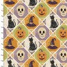 100% Cotton Fabric 3 Wishes Halloween Witches Cat Skulls Pumpkins