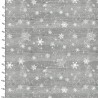 100% Cotton Fabric 3 Wishes Christmas Wooden Look Snowflakes Paint Splatter