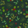 100% Cotton Rose and Hubble Christmas Holly Plants Leaves 135cm Wide