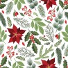 100% Cotton Rose and Hubble Christmas Floral Poinsettia Holly 135cm Wide