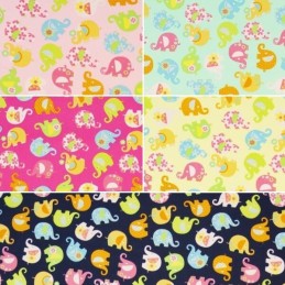 Mini Tumbling Floral Elephants 100% Cotton Poplin Fabric Patchwork (Fabric Freedom)