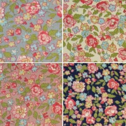 Whitby Watercolour Floral Packed Flower Heads 100% Cotton Poplin Fabric (FF)