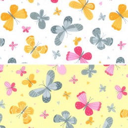 Polycotton Fabric Butterflies Insect Bug Butterfly Moth Hearts