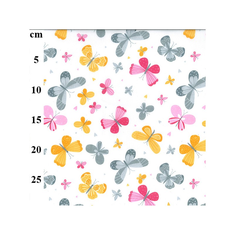 Polycotton Fabric Butterflies Insect Bug Butterfly Moth Hearts