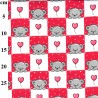 Polycotton Fabric Teddy Bear Checkered Hearts Balloon Valentine Love