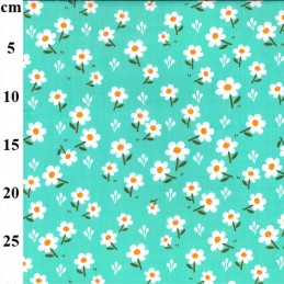 Blue Polycotton Fabric Daisy Floral Flower Daisies Spring Stonefield Avenue