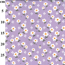 Lilac Polycotton Fabric Daisy Floral Flower Daisies Spring Stonefield Avenue