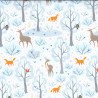 100% Cotton Digital Fabric Rose & Hubble Christmas Woodland Winter Animals Deer