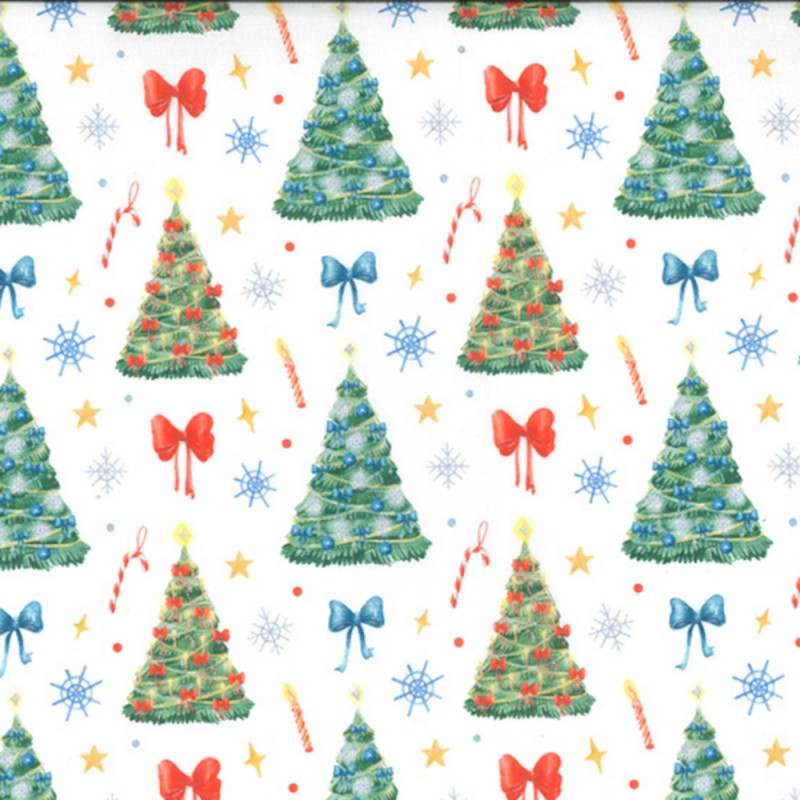 100% Cotton Digital Fabric Rose & Hubble Christmas Tree Festive Xmas ...