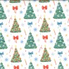 100% Cotton Digital Fabric Rose & Hubble Christmas Tree Festive Xmas Bows Stars
