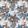 100% Cotton Digital Fabric Rose & Hubble Christmas Festive Xmas Reindeer Trees