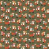 100% Cotton Fabric Makower Autumn Days Foxes Fox in Scarf Scarves Animal