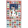 100% Cotton Fabric Makower Christmas Snowman Advent Calendar Panel Festive Xmas