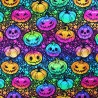 100% Cotton Digital Fabric Little Johnny Neon Pumpkin Rainbow Halloween Spooky