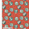 100% Cotton Fabric Hoppy Christmas Peter Rabbit Scallop Badges Wreaths Xmas