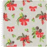 100% Cotton Fabric Debbie Shore Christmas Traditions Festive Bows Holly Pinecone