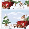 100% Cotton Fabric Debbi Moore Driving Gnome for Christmas Gonks Penguin Snowman