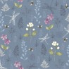 100% Cotton Fabric Nutex Woodland Dragonflies Bee Wild Flowers Floral Insect