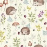 100% Cotton Fabric Nutex Woodland Hedgehogs Wild Flowers Floral Mushroom Berries