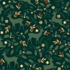 100% Cotton Fabric Contemporary Christmas Reindeers Holly Leaves Leaf Metallic