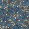 100% Cotton Fabric Contemporary Christmas Branches Leaf Leaves Floral Metallic