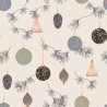 100% Cotton Fabric Contemporary Christmas Decorations Baubles Pine Leaf Metallic