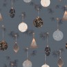 100% Cotton Fabric Contemporary Christmas Decorations Baubles Pine Leaf Metallic