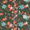 100% Cotton Fabric Christmas Tree Decorations Tinsel Baubles Snowflake Star