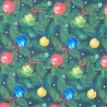 100% Cotton Fabric Christmas Tree Decorations Ribbon Baubles Snowflake Star