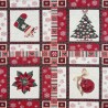 Christmas Lurex Tapestry Fabric Patchwork Style Xmas Tree Bauble 140cm Wide