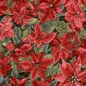 Christmas Lurex Tapestry Fabric Poinsettia Xmas Flower Floral 140cm Wide