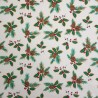 100% Cotton Poplin Fabric Christmas Holly Leaves Pine Cones Leaf Seasonal