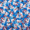100% Cotton Poplin Fabric Christmas Snowman Winter Wonderland Festive Seasonal