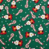 100% Cotton Poplin Fabric Christmas Santa Candy Canes Xmas Festive Seasonal
