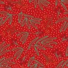 Polycotton Fabric Mistletoe Snow Leaf Leaves Berry Christmas Festive
