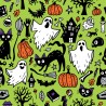 Polycotton Fabric Haunted House Halloween Ghost Witch Pumpkin Skull