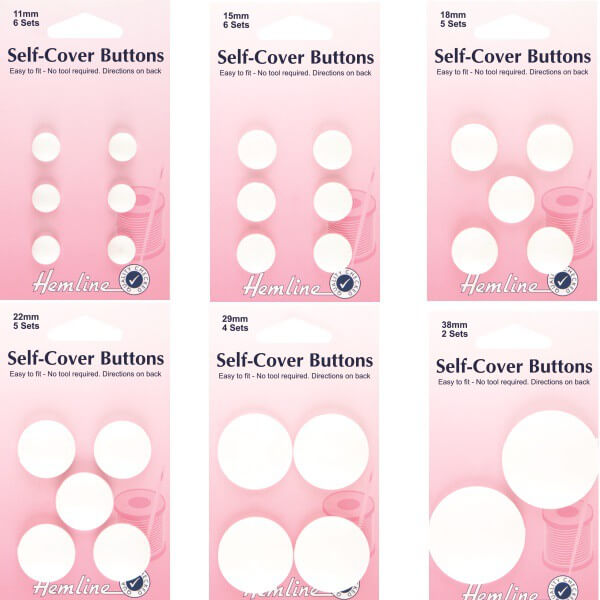 Hemline Self Cover Buttons: Plastic Top