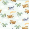 PU Face Polyester Back Waterproof Printed Fabric Air Traffic Planes 138cm Wide
