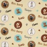 (REMNANT) 100% Cotton Fabric Springs Creative Bambi and Friends Character Badges 97cm x 110cm