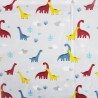 Digitally Printed Cotton Jersey Fabric Roaming Dinos Dinosaur Plants Diplodocus