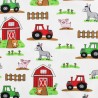Digitally Printed Cotton Jersey Fabric Farmyard Friends Farm Animals Bard Tactor