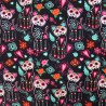 100% Cotton Digital Fabric Little Johnny Sugar Skull Cats Day of The Dead