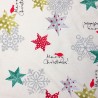 Cotton Rich Linen Look Fabric Merry Christmas! Star Snowflake Bird Upholstery
